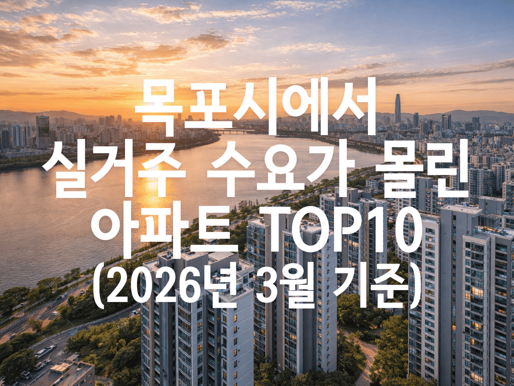 목포시에서 실거주 수요가 몰린 아파트 TOP10(2026년 3월 기준)