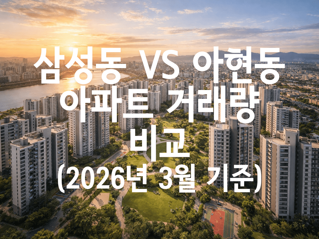 삼성동 vs 아현동 아파트 거래량 비교(2026년 3월 기준)