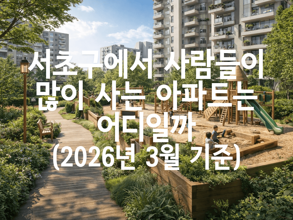 서초구에서 사람들이 많이 사는 아파트는 어디일까(2026년 3월 기준)