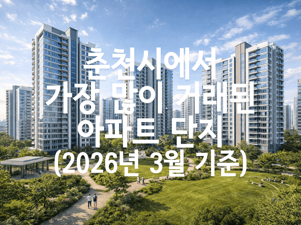 춘천시에서 가장 많이 거래된 아파트 단지(2026년 3월 기준)