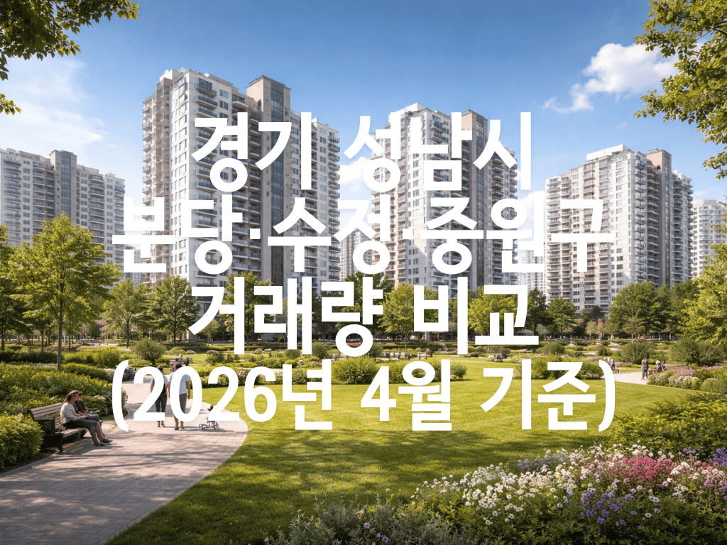 경기 성남시 분당·수정·중원구 거래량 비교(2026년 4월 기준)