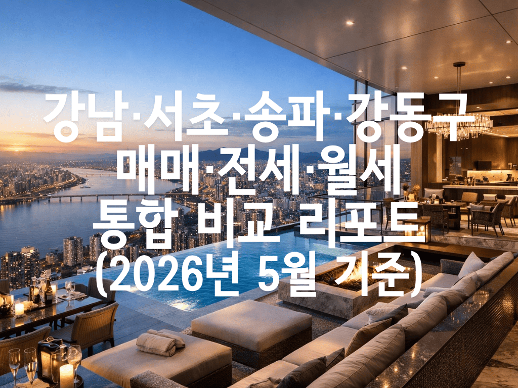 강남·서초·송파·강동구 매매·전세·월세 통합 비교 리포트(2026년 5월 기준)