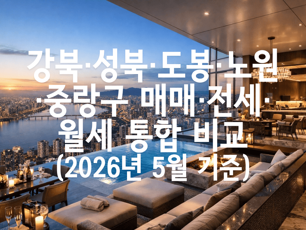 강북·성북·도봉·노원·중랑구 매매·전세·월세 통합 비교