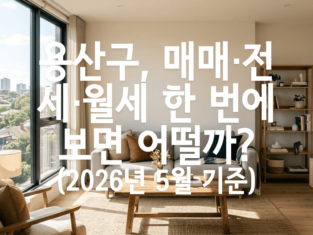 용산구, 매매·전세·월세 한 번에 보면 어떨까?(2026년 5월 기준)