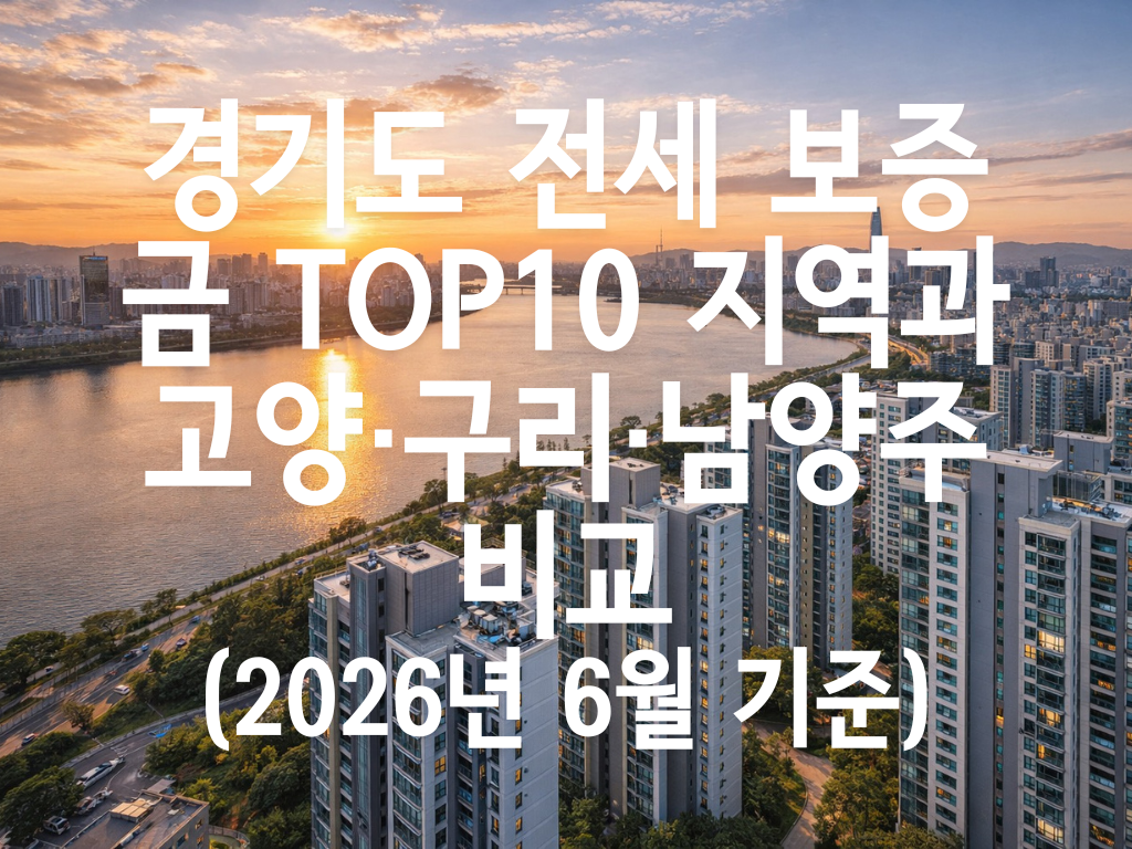 경기도 전세 보증금 TOP10 지역과 고양·구리·남양주 비교