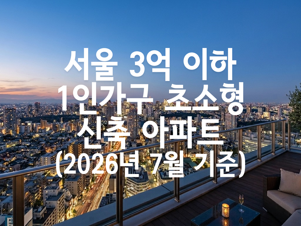 서울 3억 이하 1인가구 초소형 신축 아파트(5년이내)