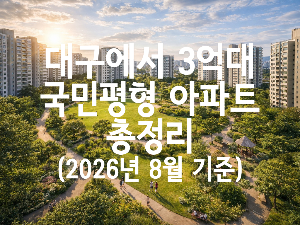 대구에서 3억대 국민평형 아파트 총정리
