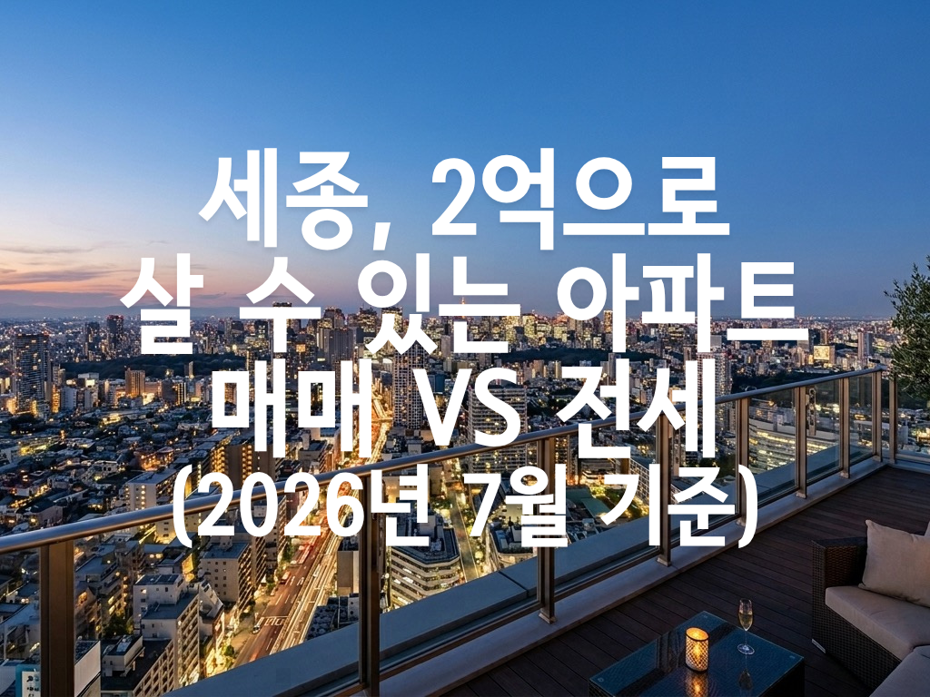 세종, 2억으로 살 수 있는 아파트 — 매매 vs 전세